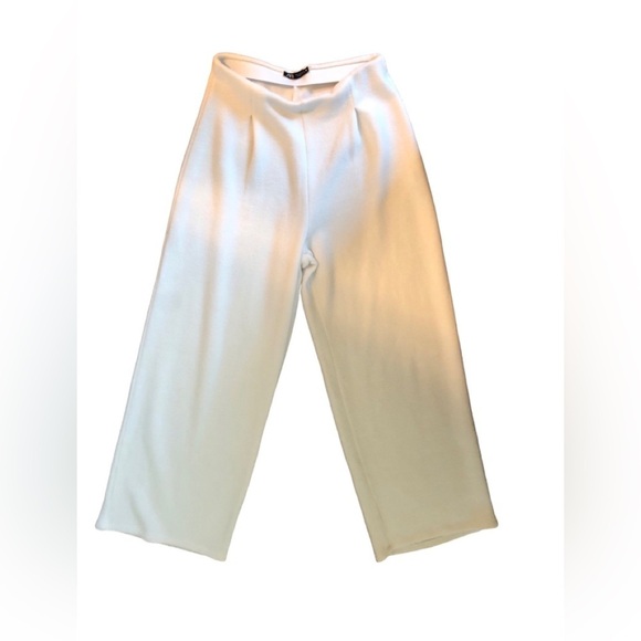 Zara Wide Leg Sweater Pull On Pleated PANT Sz. S Winter White Fall Winter Cozy - Picture 2 of 6